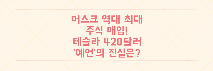 머스크 역대 최대 주식 매입, 테슬라 주가 420달러 '예언'의 진실은?