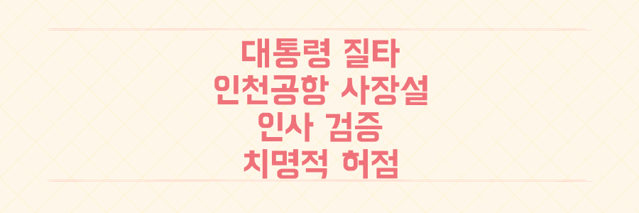 대통령의 '폭풍 질타', 인천공항 사장 교체설과 인사 검증 시스템의 치명적 허점 파헤치기