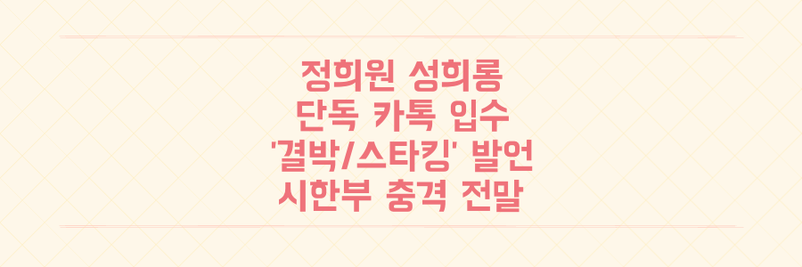 정희원 성희롱 카톡 단독 입수, '결박/스타킹' 발언과 '시한부'의 충격적 전말을 파헤치다