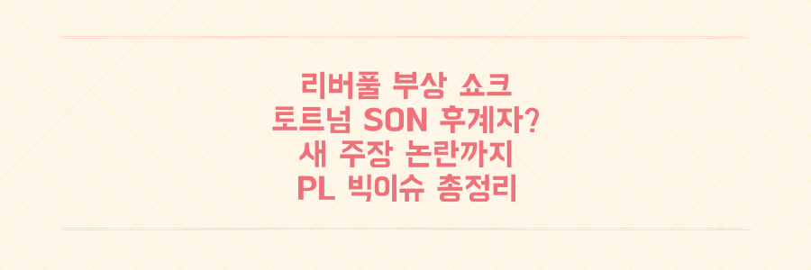 리버풀 충격 부상 속 토트넘 '진짜 SON 후계자' 등장, 새 주장 논란까지 프리미어리그 빅이슈 총정리