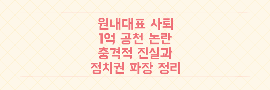 원내대표 전격 사퇴, '1억 공천' 논란의 충격적 진실과 정치권 파장 총정리