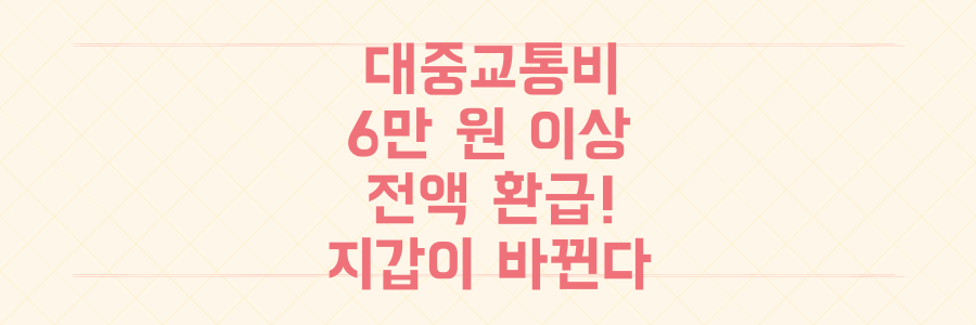 내년부터 대중교통비 6만 2천 원 초과분 전액 환급, 당신의 지갑이 달라진다!