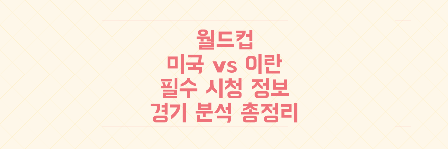 2022 월드컵 미국 vs 이란, 놓치면 후회할 경기 시청 시간부터 전술 분석까지 총정리