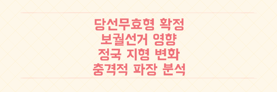 국회의원 당선무효형 확정, 보궐선거와 정국 지형에 미칠 충격적 파장 분석