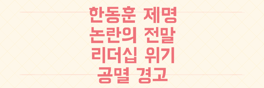 정치권 리더십 위기, '한동훈 제명' 논란의 전말과 공멸 경고의 진짜 의미