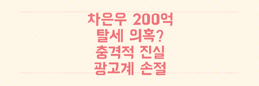 차은우 200억 탈세 의혹, 광고계 손절까지 부른 충격적 진실 파헤치기