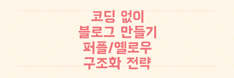 코딩 없이 전문적인 블로그 만드는 비밀: 퍼플-옐로우 테마와 실용적 구조화 전략