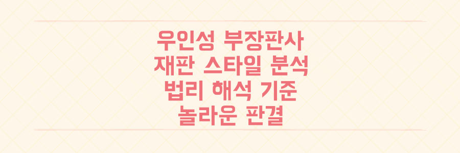 법리 해석의 기준을 세운 우인성 부장판사의 놀라운 재판 스타일 전격 분석