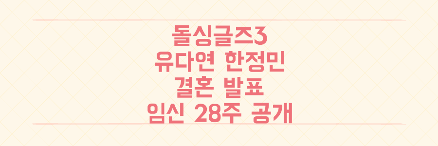 돌싱글즈3 유다연 한정민, 결혼 발표와 임신 28주 깜짝 공개!