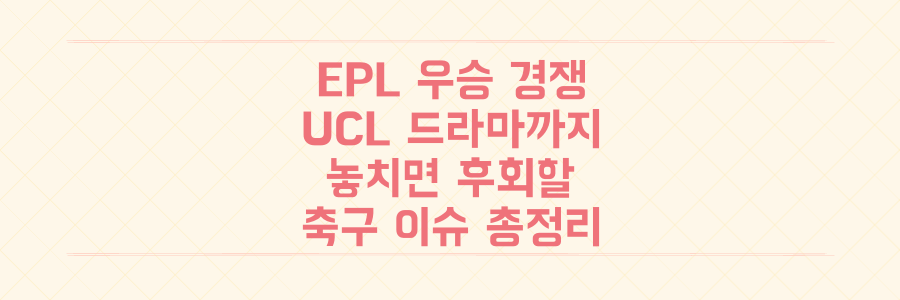 EPL 우승 경쟁부터 UCL 드라마까지, 놓치면 후회할 이번 시즌 축구 이슈 총정리