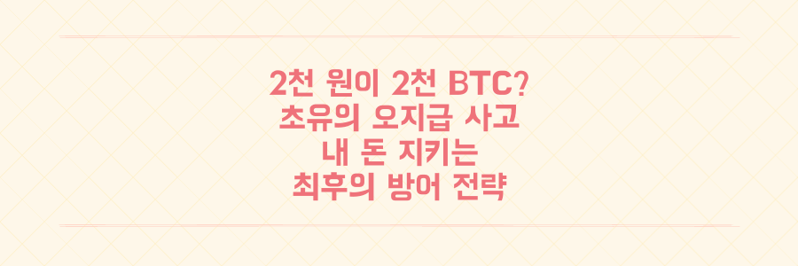 2천 원이 2천 BTC로? 가상자산 초유의 오지급 사고, 내 돈 지키는 최후의 방어 전략은?