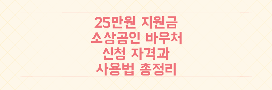 놓치면 후회할 25만원! 소상공인 경영안정 바우처 신청 자격과 사용법 총정리