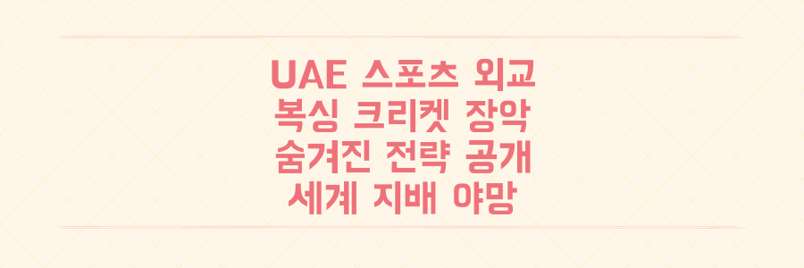 UAE가 복싱과 크리켓에서 세계를 장악하려는 숨겨진 스포츠 외교 전략의 모든 것