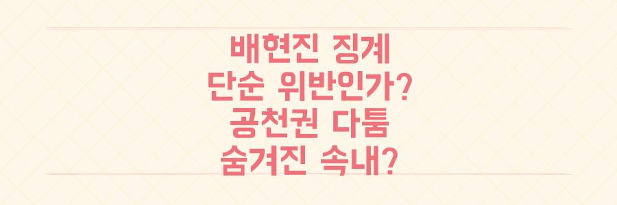 배현진 징계, 단순한 규정 위반인가? 공천권 노린 당내 권력 다툼의 숨겨진 속내는?