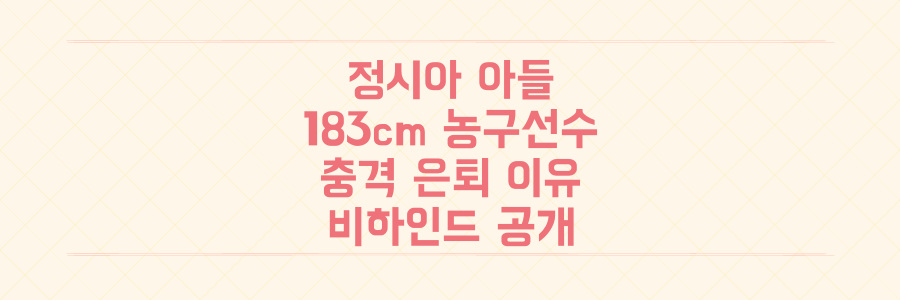 정시아 183cm 아들, 농구 선수 이력 뒤에 숨겨진 충격적인 은퇴 이유 대공개