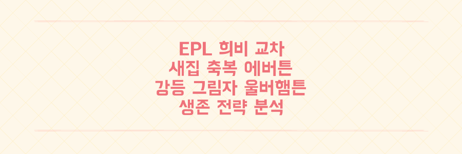 EPL 희비 교차: 새집 축복 에버튼 vs 강등 그림자 울버햄튼 생존 전략 전격 분석
