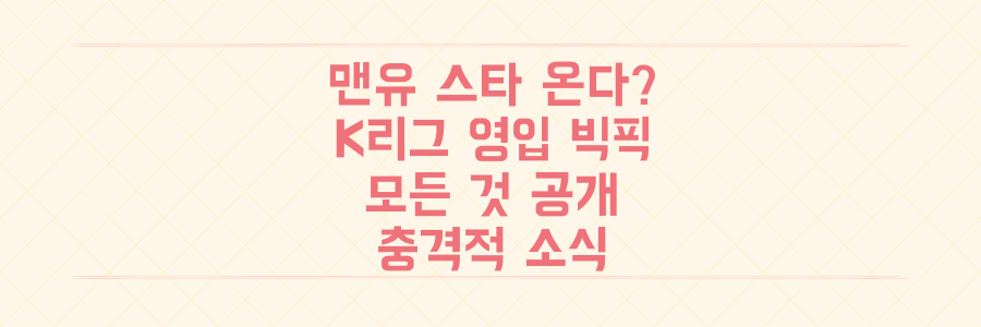 맨유 출신 스타도 온다? K리그를 뒤흔들 빅네임 영입의 모든 것