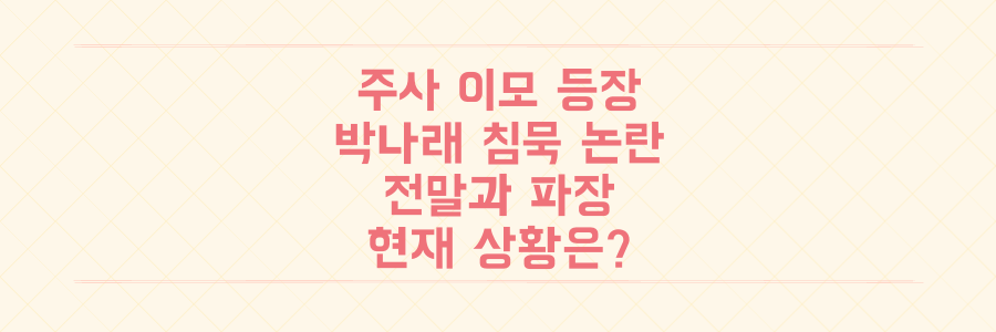 '주사 이모' SNS 등장과 박나래 침묵, 논란의 전말과 파장은 지금 어떻게 되었나?