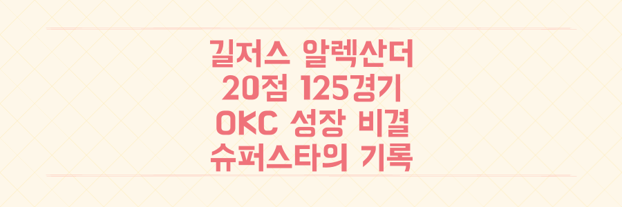 NBA 슈퍼스타 길저스 알렉산더, 125경기 연속 20점 달성! OKC의 폭발적 성장의 비밀을 파헤치다