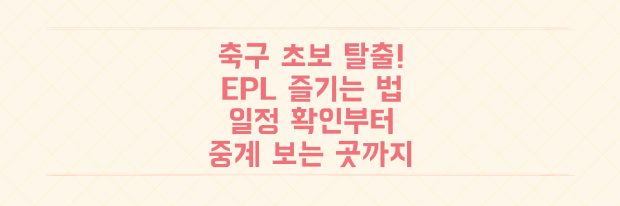 축구 초보도 200% 즐기는 법: 영국 EPL부터 경기 일정 확인 및 중계 채널 보는 법 완벽 가이드