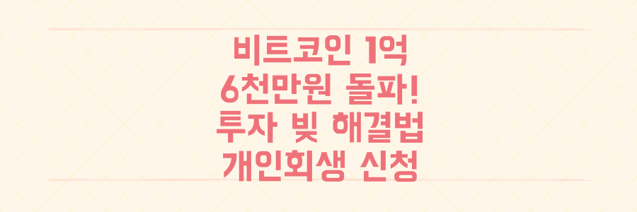 비트코인 1억 6천만원 돌파! 환호? 눈물? 투자 빚 개인회생 해결법