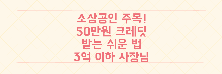 연매출 3억 이하 사장님 주목! 소상공인 부담경감 크레딧 50만원 받는 법