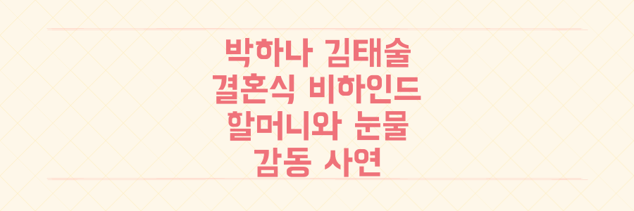 박하나 김태술 결혼식 '동상이몽' 비하인드: 할머니 손잡고 눈물 쏟은 감동 사연