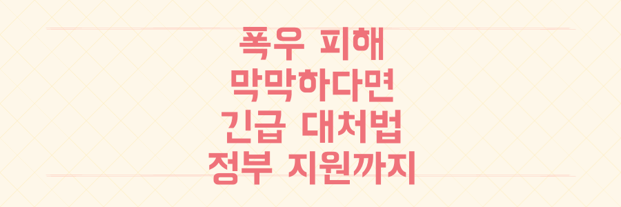폭우 피해, 막막한가요? 긴급 대처부터 정부 지원까지 한 번에!