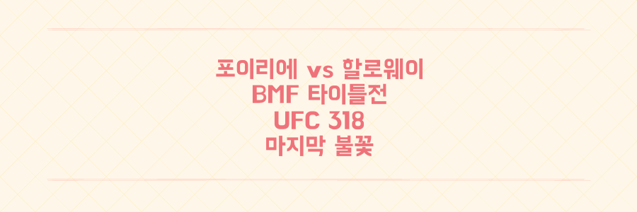 전설의 마지막 불꽃: UFC 318 더스틴 포이리에 vs 맥스 할로웨이 BMF 타이틀전