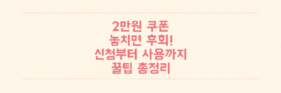 민생회복 소비쿠폰 2만원 놓치면 후회! 신청부터 사용까지 혜택 싹쓸이 가이드