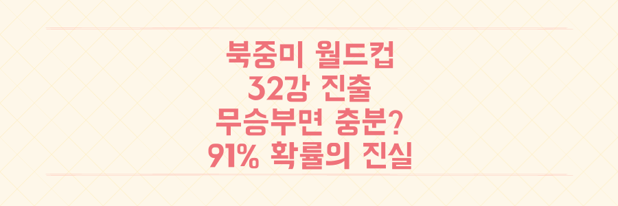 북중미 월드컵 32강 진출 경우의 수: 무승부면 충분할까? 91% 확률의 진실