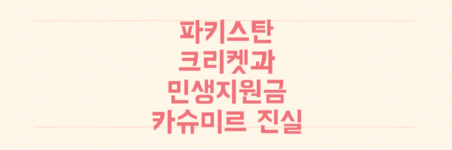 파키스탄 크리켓, 민생지원금, 카슈미르 분쟁: 이 모든 것이 연결된 충격적 진실