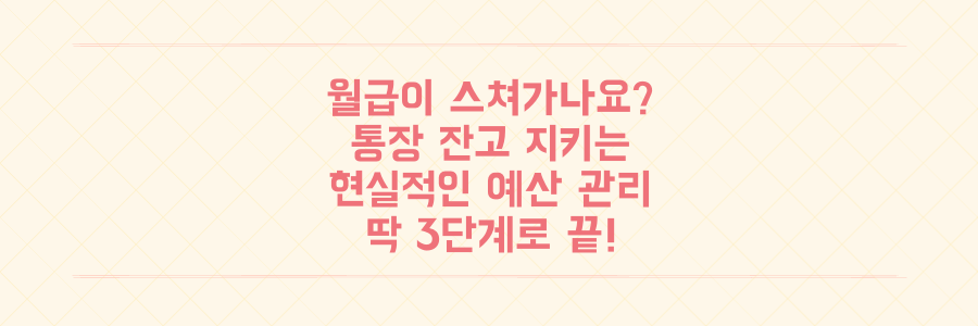 매달 월급이 스쳐 지나간다면? 통장 잔고를 지키는 현실적인 예산 관리법 3단계