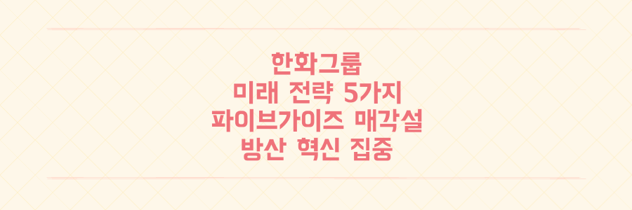 파이브가이즈 매각설부터 방산 혁신까지, 한화그룹의 숨겨진 미래 성장 전략 5가지 전격 분석