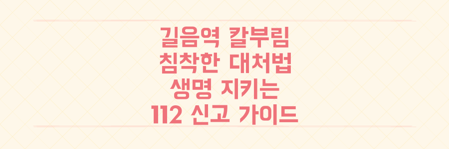 길음역 칼부림 사건, 당신의 생명을 지키는 침착한 대처와 112 신고 생존 가이드
