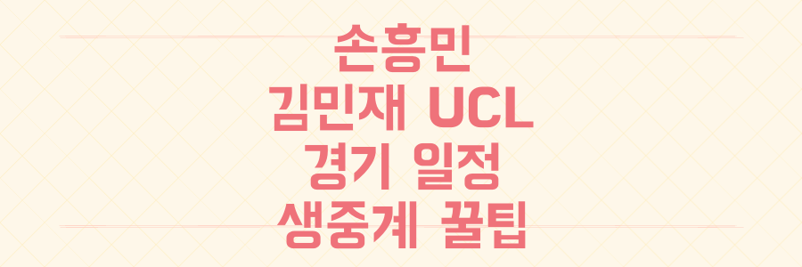 손흥민 김민재 UCL 경기 일정부터 생중계 꿀팁까지, 빅매치 놓칠 수 없는 완벽 가이드