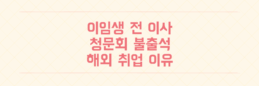 이임생 전 대한축구협회 기술총괄이사 30일 청문회 불출석 사유와 배경