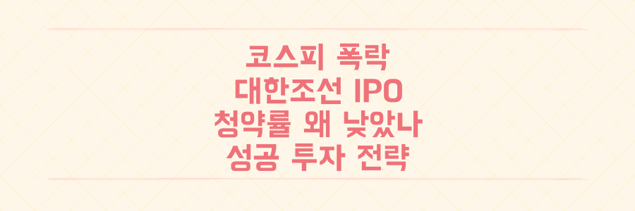 코스피 급락장 속 대한조선 IPO, 저조한 청약률의 진실과 투자 성공 전략 공개