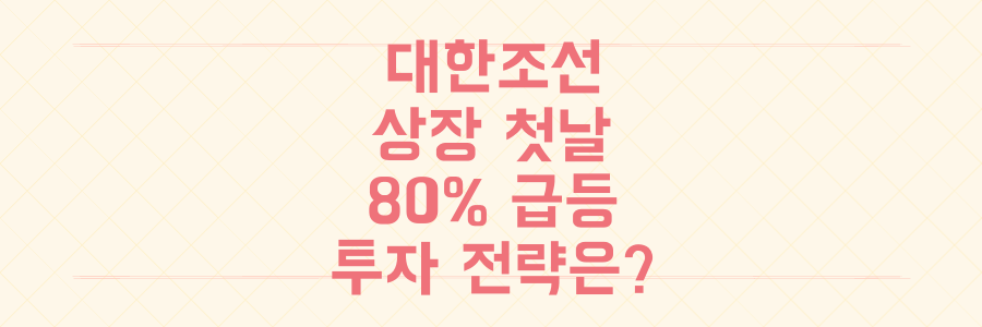 대한조선 코스피 상장 첫날 80% 급등, 당신의 성공 투자 전략은 무엇인가요?