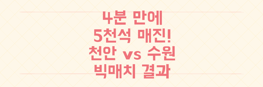4분 만에 5천석 매진! 천안 vs 수원 빅매치 결과와 K리그2 승격 경쟁 판도는?