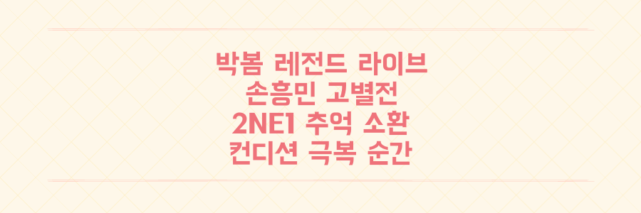 박봄, 손흥민 고별전부터 2NE1 향수까지! 컨디션 난조를 이긴 전설의 라이브 순간 총정리