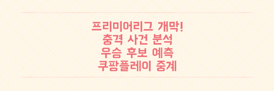 프리미어 리그 개막! 충격 사건부터 우승 후보, 쿠팡플레이 중계까지 2024-2025 시즌 핵심 정보 총정리