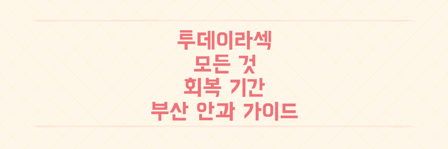 아직 모르는 '투데이라섹'의 모든 것: 회복 기간부터 부산 안과 선택까지 완벽 가이드