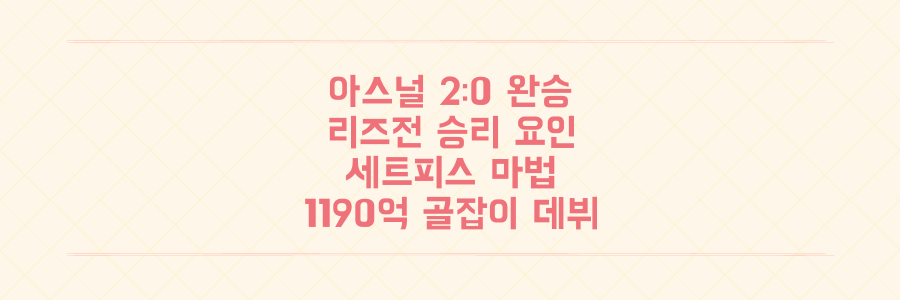 아스널 vs 리즈 2:0 완승, 세트피스 마법과 '1190억 골잡이'의 충격 데뷔 분석