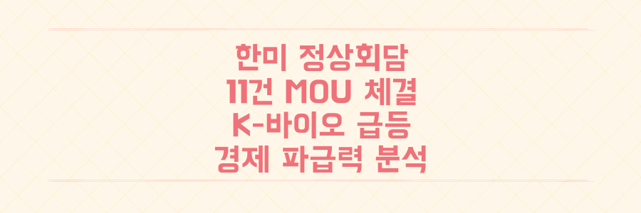 한미 정상회담 11건 제조 MOU 체결, K-바이오 급등까지 숨겨진 경제적 파급력 전격 분석