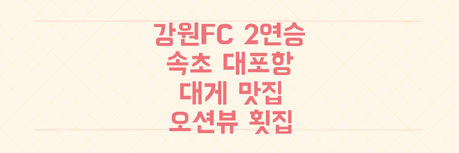 강원FC 2연승 기념! 속초 대포항 대게 맛집부터 오션뷰 횟집까지 완벽 공략법