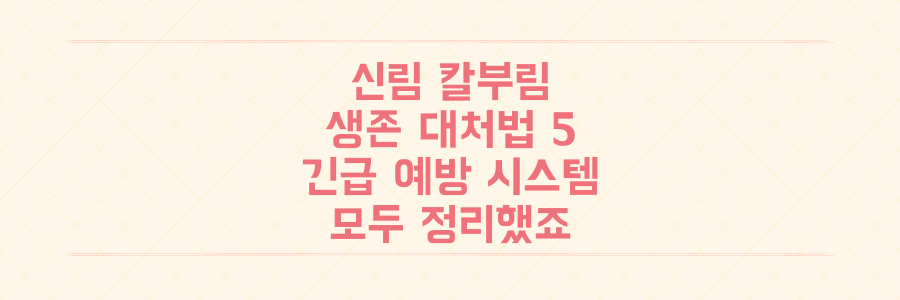 서울 신림동 칼부림 사건, 당신의 생존을 지키는 비상 대처법 5가지와 예방 시스템 총정리