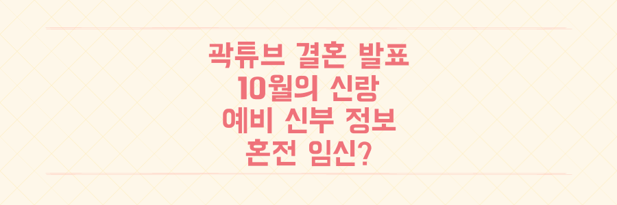 곽튜브 10월 결혼 발표! 혼전임신한 공무원 예비 신부의 모든 것