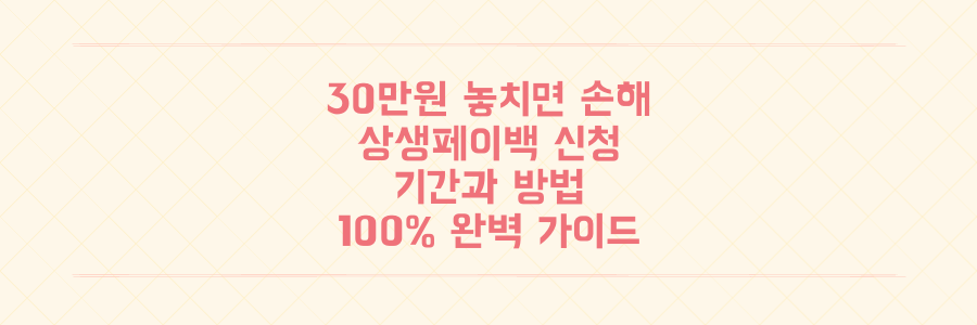 놓치면 30만원 손해! 상생페이백 신청 기간, 방법 100% 완벽 가이드